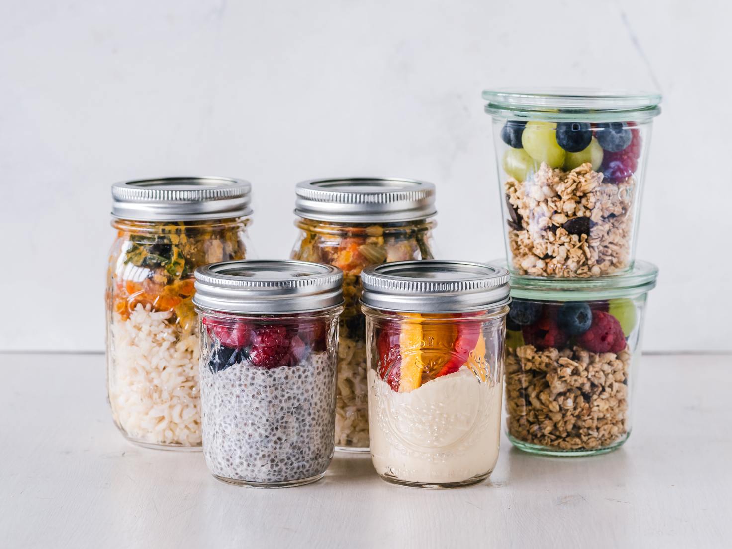 Jars with fruit and nuts