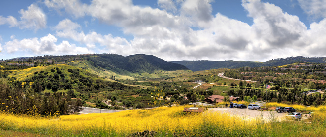 View of the fields and mountains in the distance