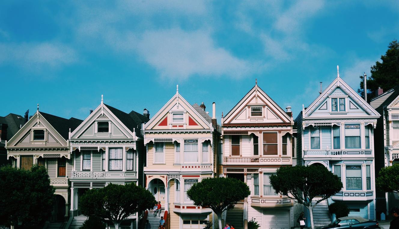 Front view of a row of houses