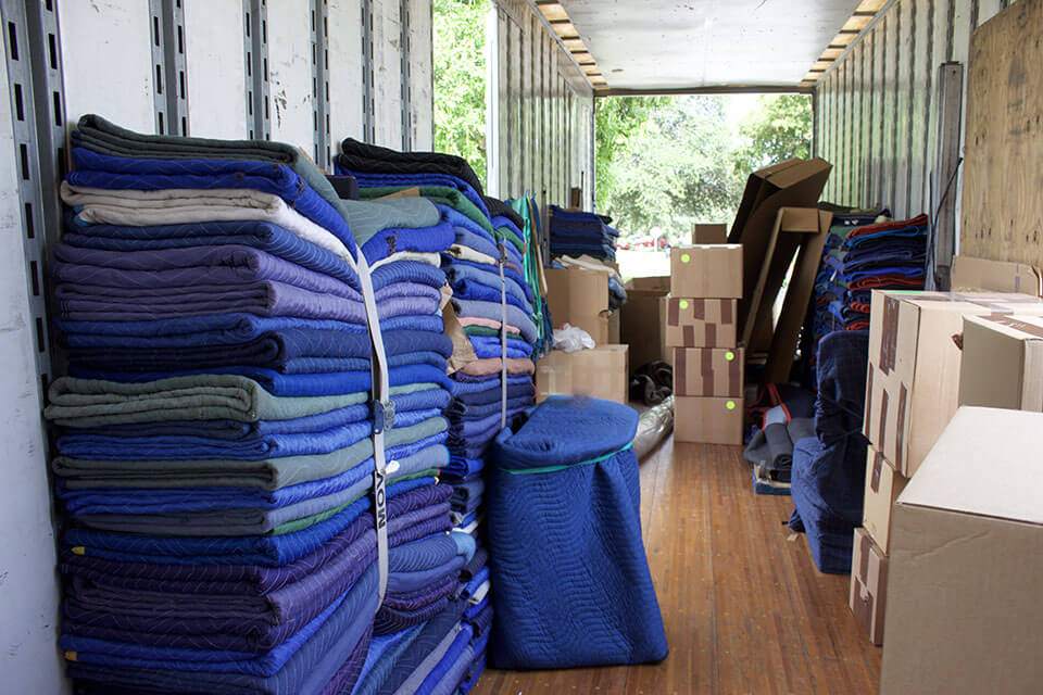 Stacked relocation blankets