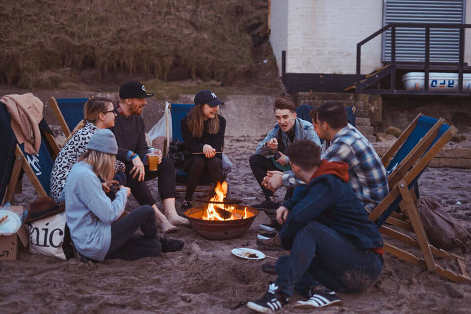 Group of young people at the beach