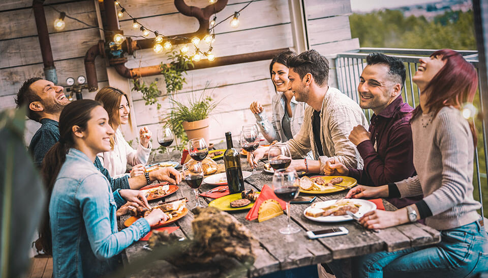 Dinner with friends after a move